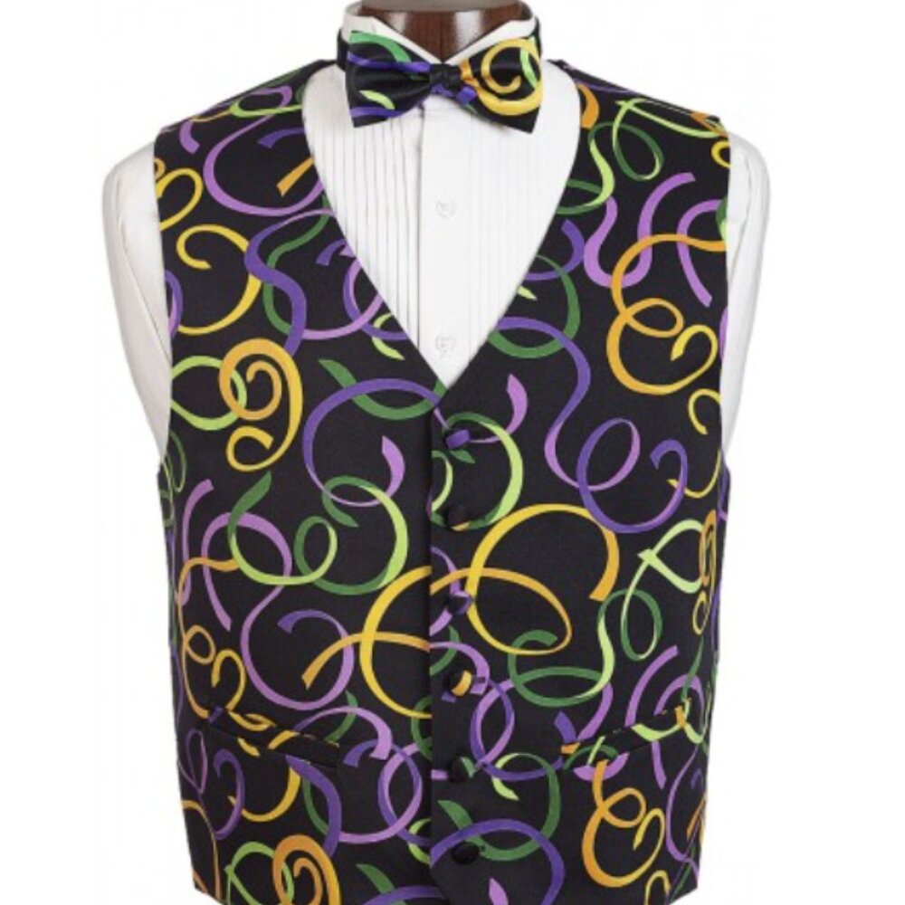 Mardi Gras Fat Tuesday Vest and Tie Set